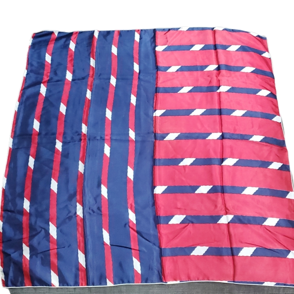 💥50% sale💥Vintage Nasharr Freres made in France red/blue scarf #1176